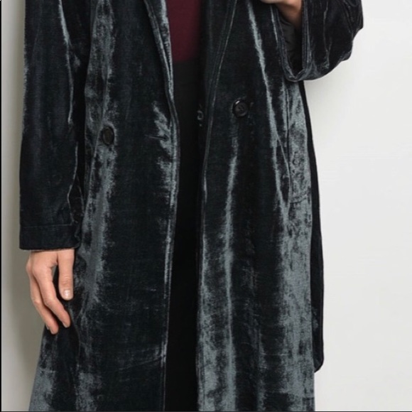🌟🌟✨Teal Gray Velvet Coat✨✨ - Picture 3 of 4